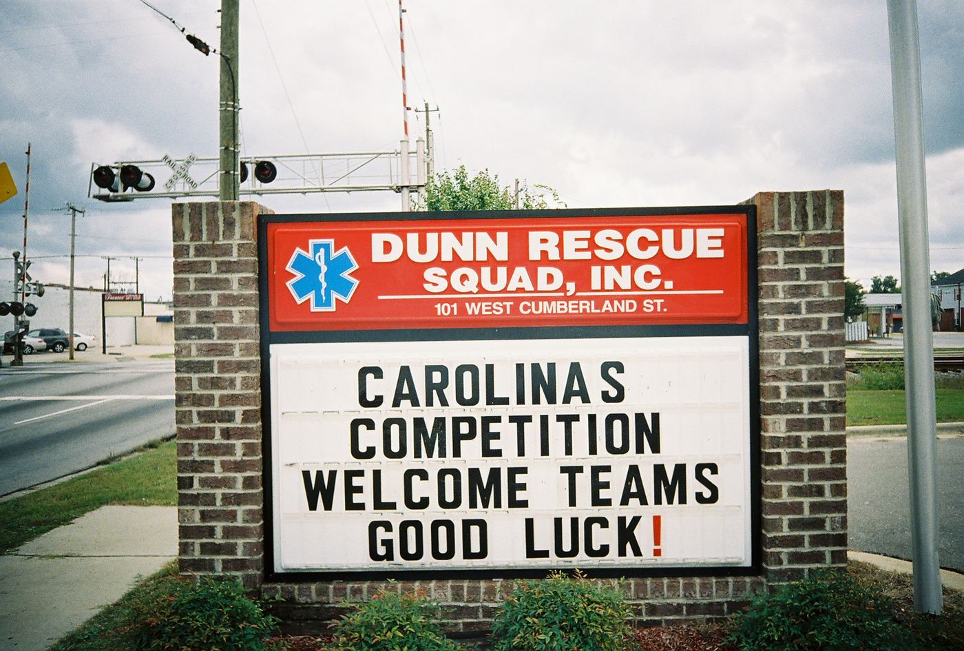 The Dunn Rescue Squad sign welcoming Carolina Competition teams in 2007